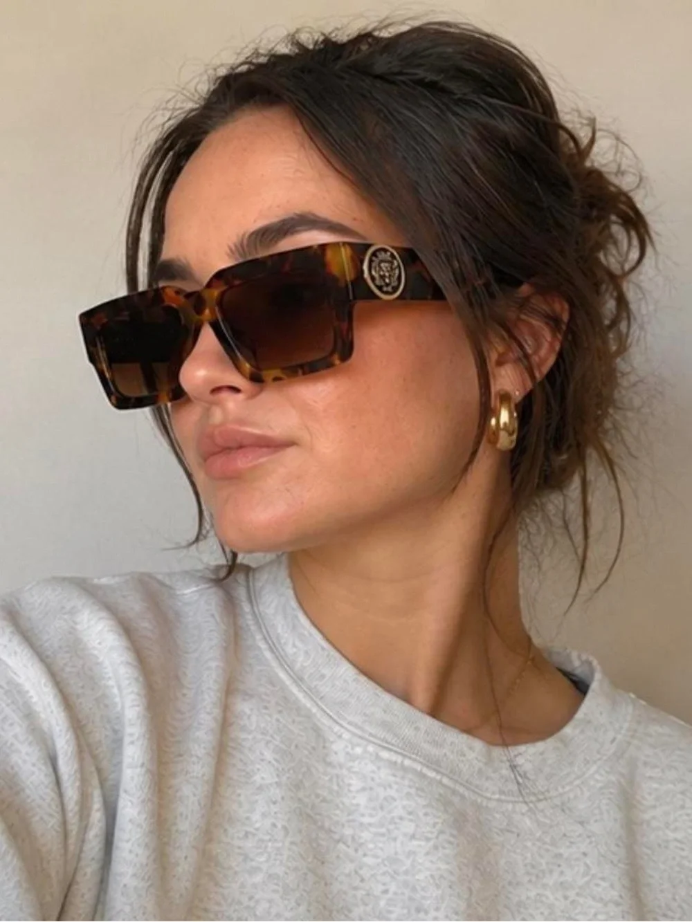 Tortoise Square Fashion Sunglasses Brown Gradient UV400